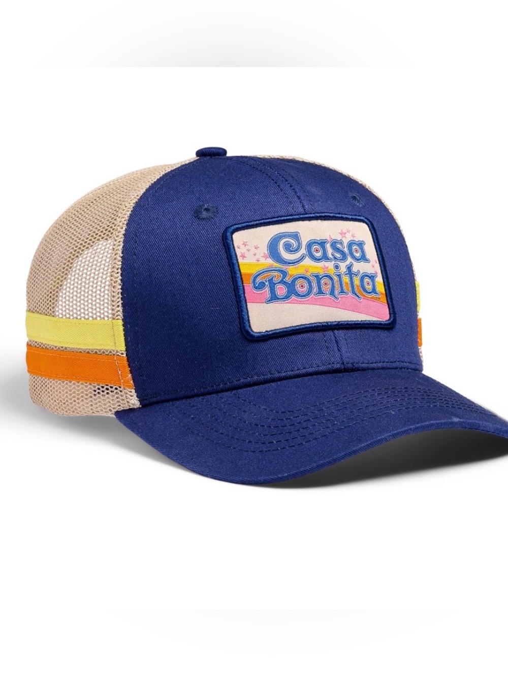 Casa Bonita Navy Blue Badge Mid crown Trucker Hat